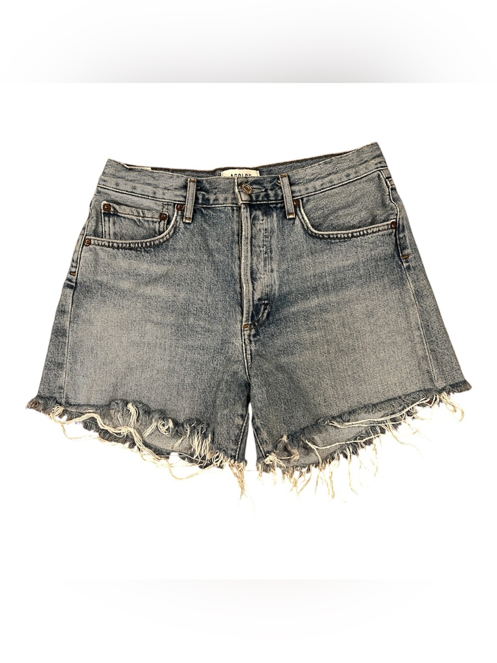 AGOLDE Reese High Rise Cutoff Denim Shorts Size 26 Organic Cotton